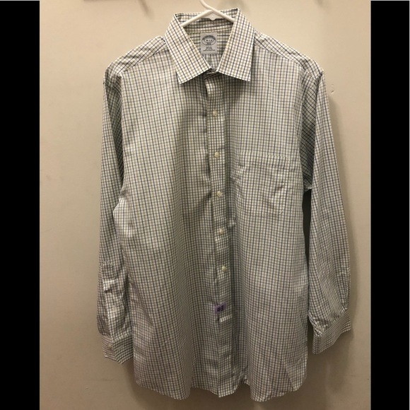 Brooks Brothers 346 Slim Fit Shirt Casual Button Down Cotton Plaid 16 32/33 - Picture 1 of 10